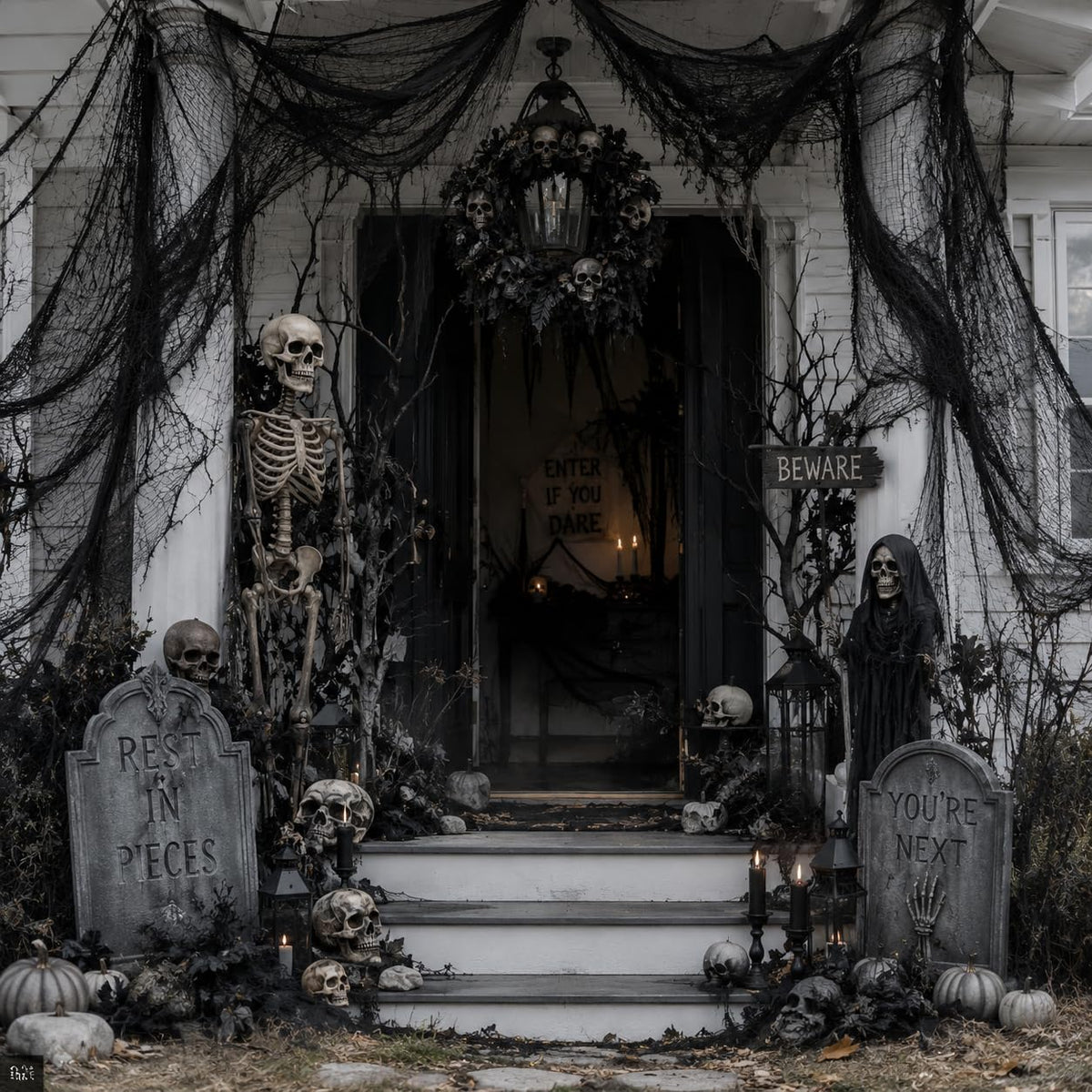 Fleurista Creepy Gauze Panels – Simple Solid Tone Halloween Drape for Clutter Free Home Styling