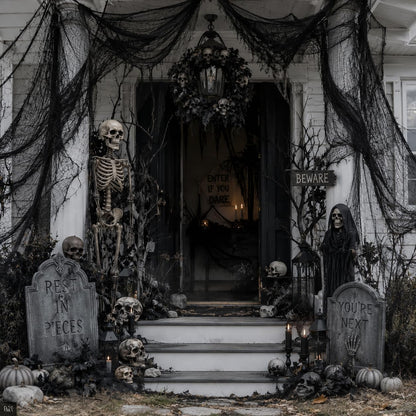 Fleurista Creepy Gauze Panels – Simple Solid Tone Halloween Drape for Clutter Free Home Styling