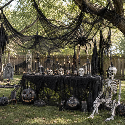 Fleurista Creepy Gauze Panels – Simple Solid Tone Halloween Drape for Clutter Free Home Styling