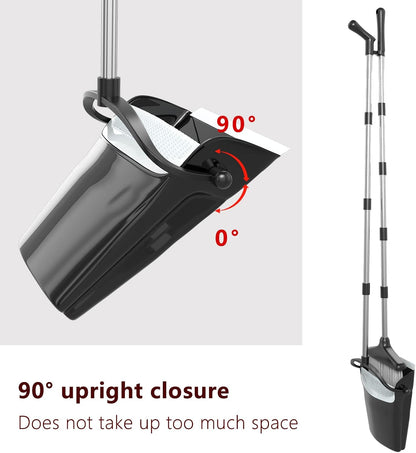 flexible dustpan that stands vertically against the wall when not in use