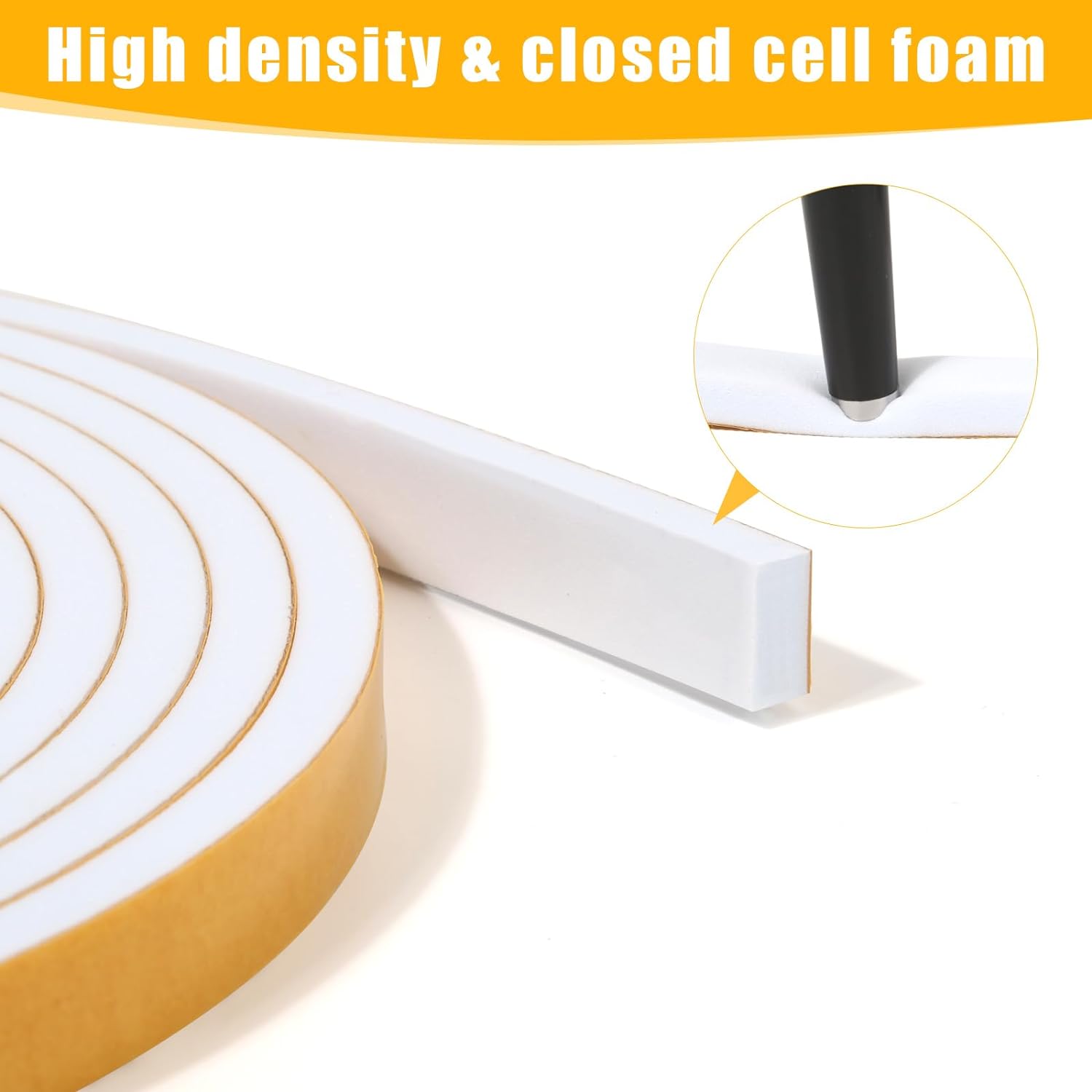 flexible foam conforms to uneven door frames and window sills
