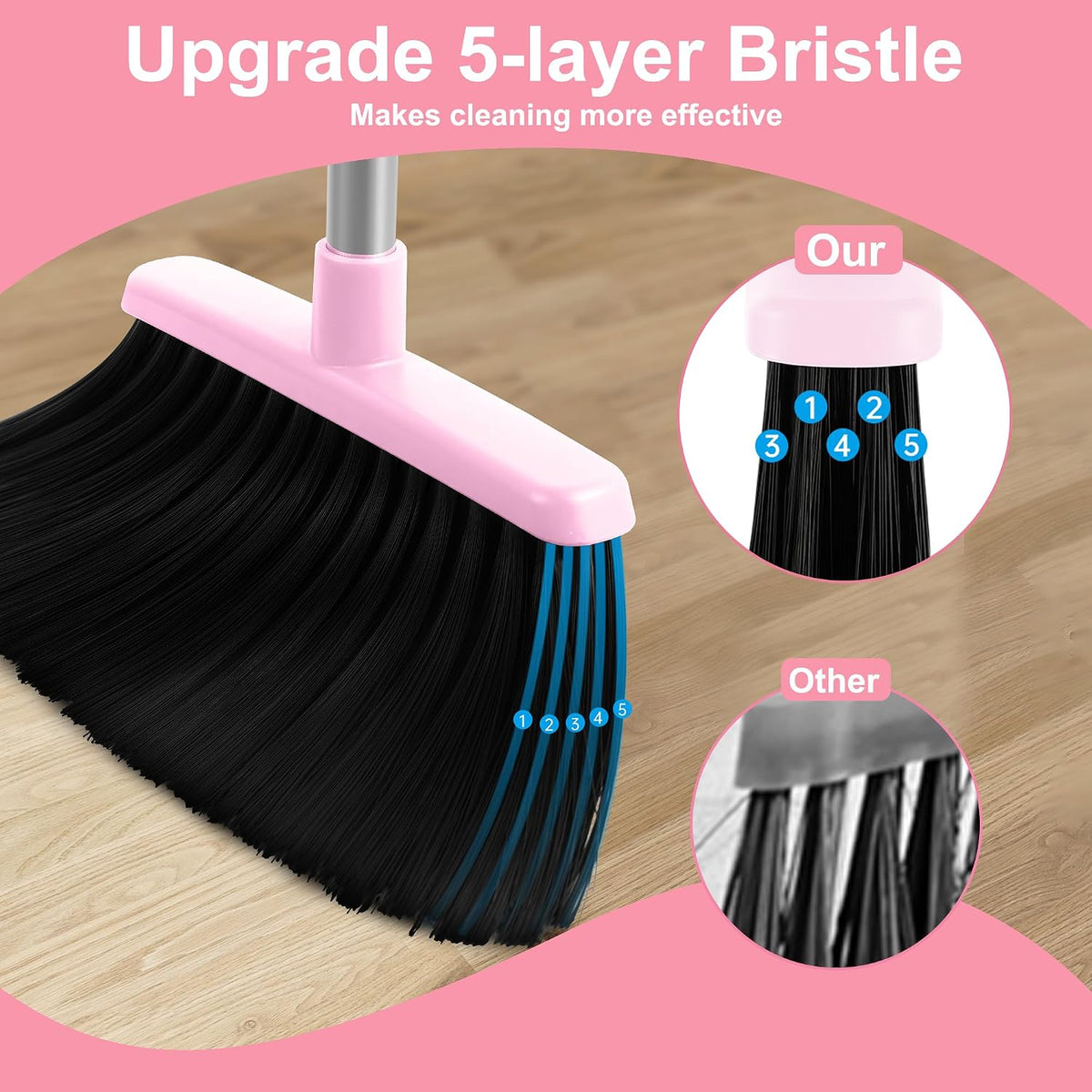 flexible rubberized edge on the extended dustpan to trap dust