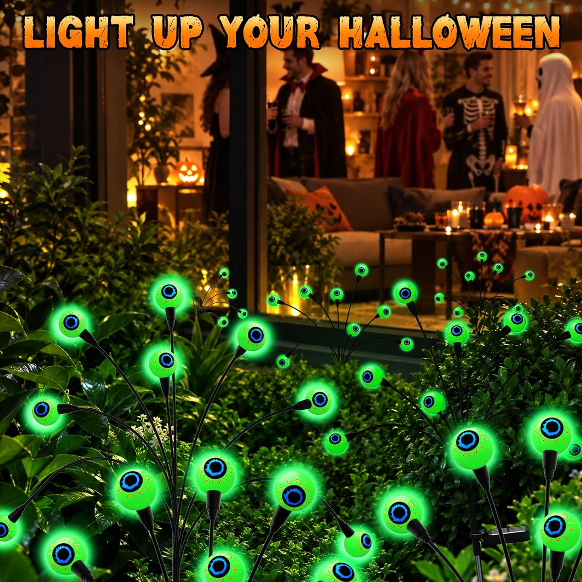 Luminoak Solar Eyeball Garden Lights – Portable Outdoor Halloween Display for Lawn, Patio and Camping