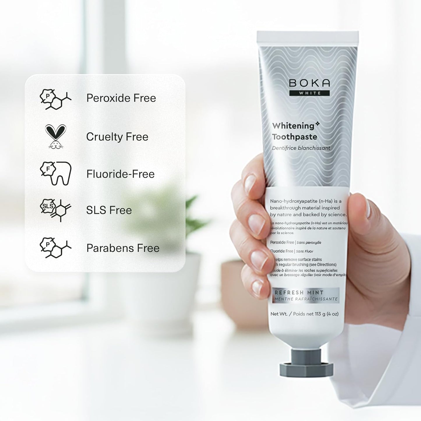 fluoride-, sulfate-, paraben-free biocompatible formula