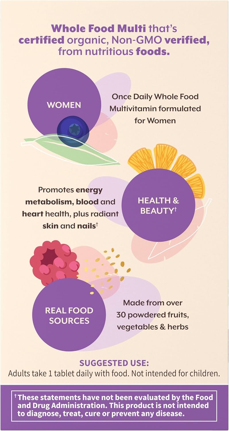 Garden of Life Organics Women's Once Daily Multivitamin, 30 Tablets for Travel and Home Use