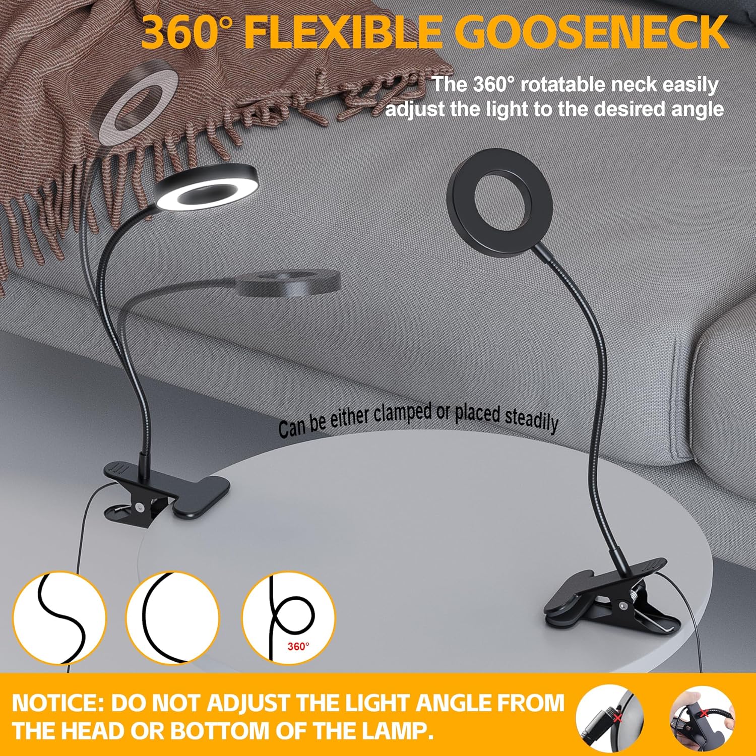 Foneso Eye-Protection Clip Lamp with 3 Color Modes – Back-to-School and Graduation Gift for College Students, Dorms and Study Desks