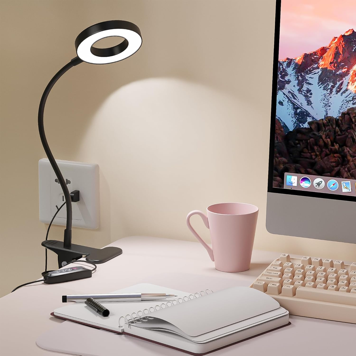 Foneso Eye-Protection Clip Lamp with 3 Color Modes – Back-to-School and Graduation Gift for College Students, Dorms and Study Desks