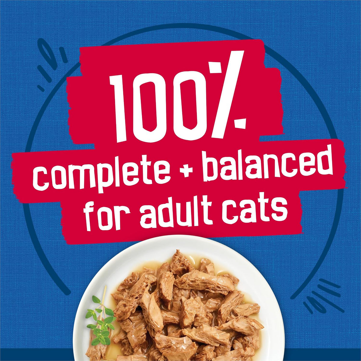 formulated as 100 percent complete and balanced nutrition for adult cats