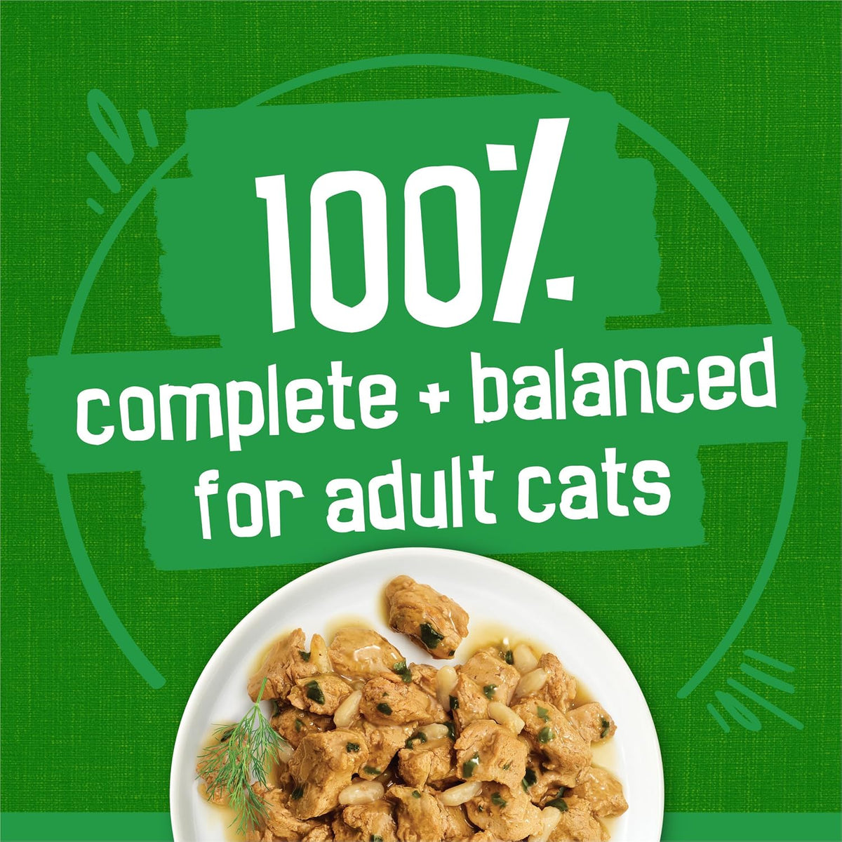 formulated as complete and balanced nutrition for adult cats with added vitamins, minerals, and taurine