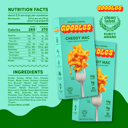 fortified with fiber, protein, prebiotics, plants, and vegetables