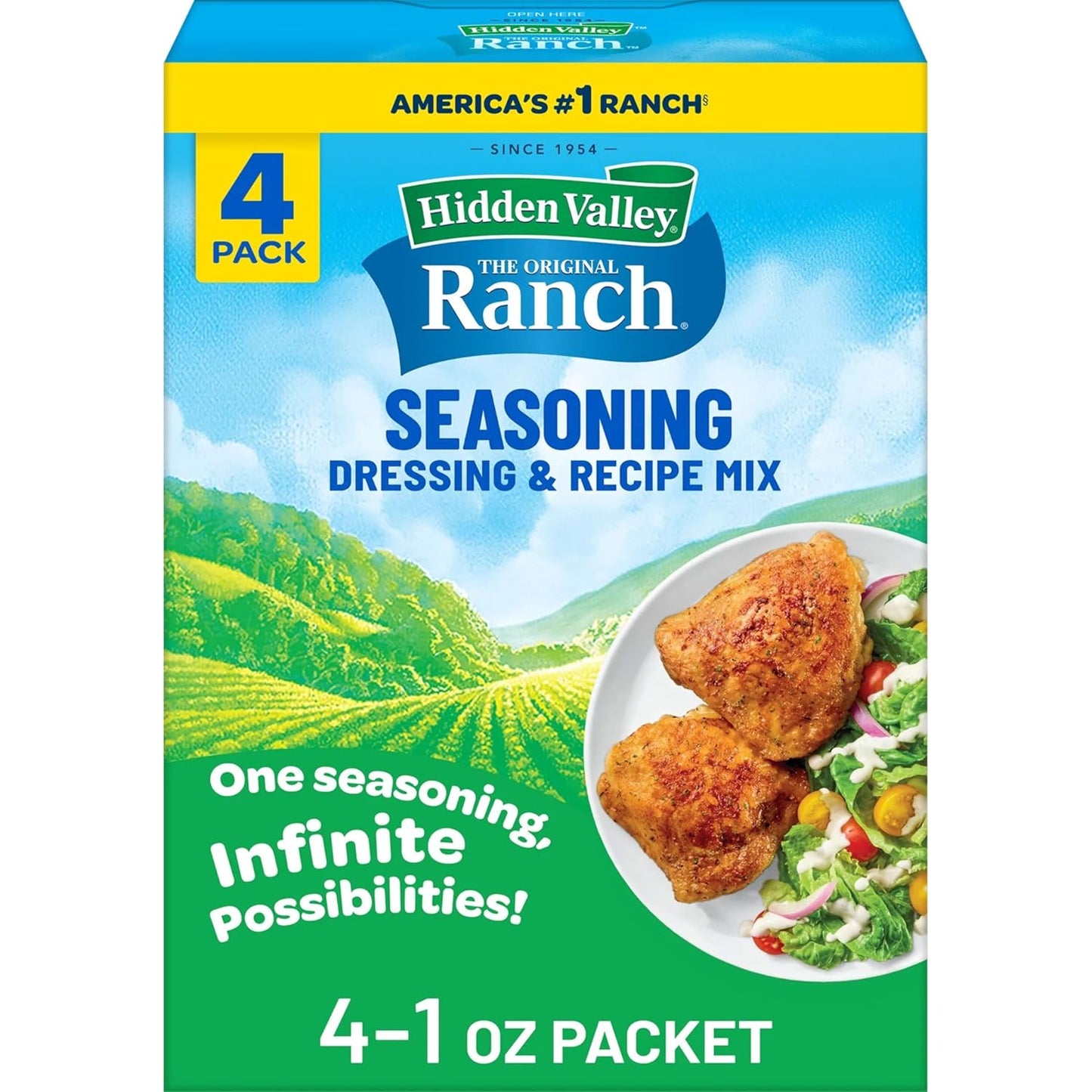 four 1-oz pre-portioned single-serve seasoning packets (or 8 packets in the pack of 2 variant)