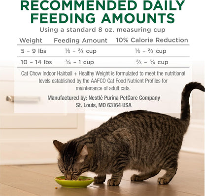 Purina Cat Chow Indoor Hairball + Healthy Weight Dry Cat Food – Daily Adult Cat Nutrition Without Artificial Flavors
