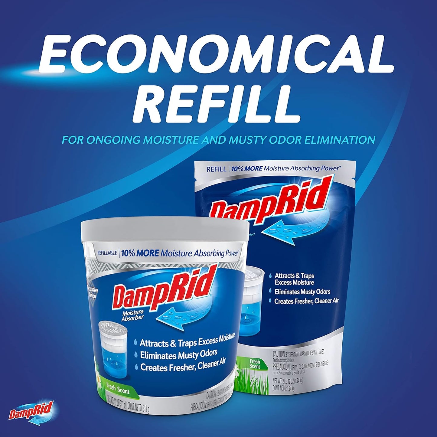 four 44-oz refill bags per pack with 10% more absorbing power than 10.5-oz cups
