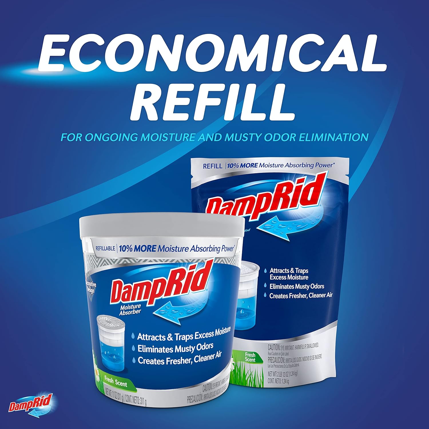 four 44-oz refill bags per pack with 10% more absorbing power than 10.5-oz cups