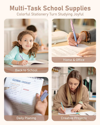 Four Candies Refillable Mechanical Pencils and Smudge-Free Pens – Sustainable, Waste-Reducing Writing Kit in Muted Color Palettes