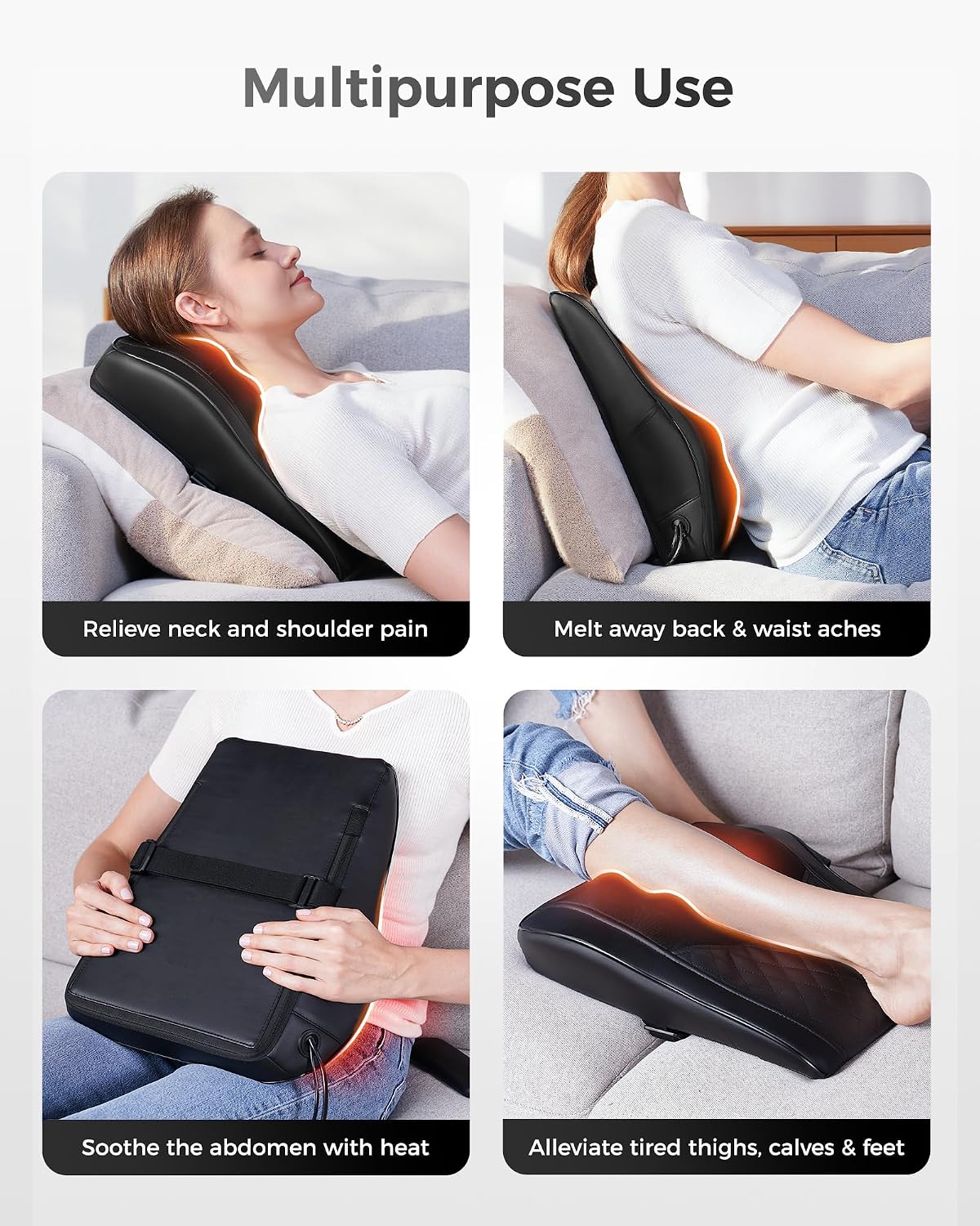 Boriwat Heated Massage Pillow, Housewarming Wellness Gift for Women and Men, Deep Kneading Heat Relief