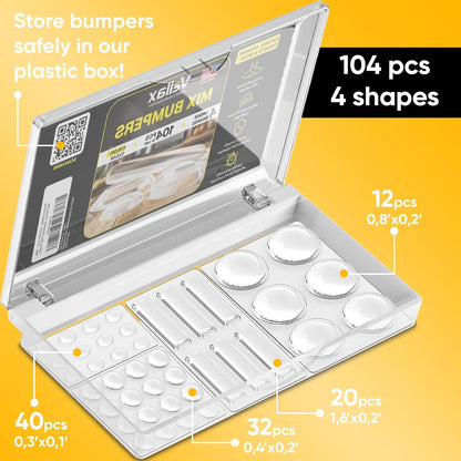 four distinct bumper shapes/sizes for tailored fit on doors, drawers, and larger furniture corners