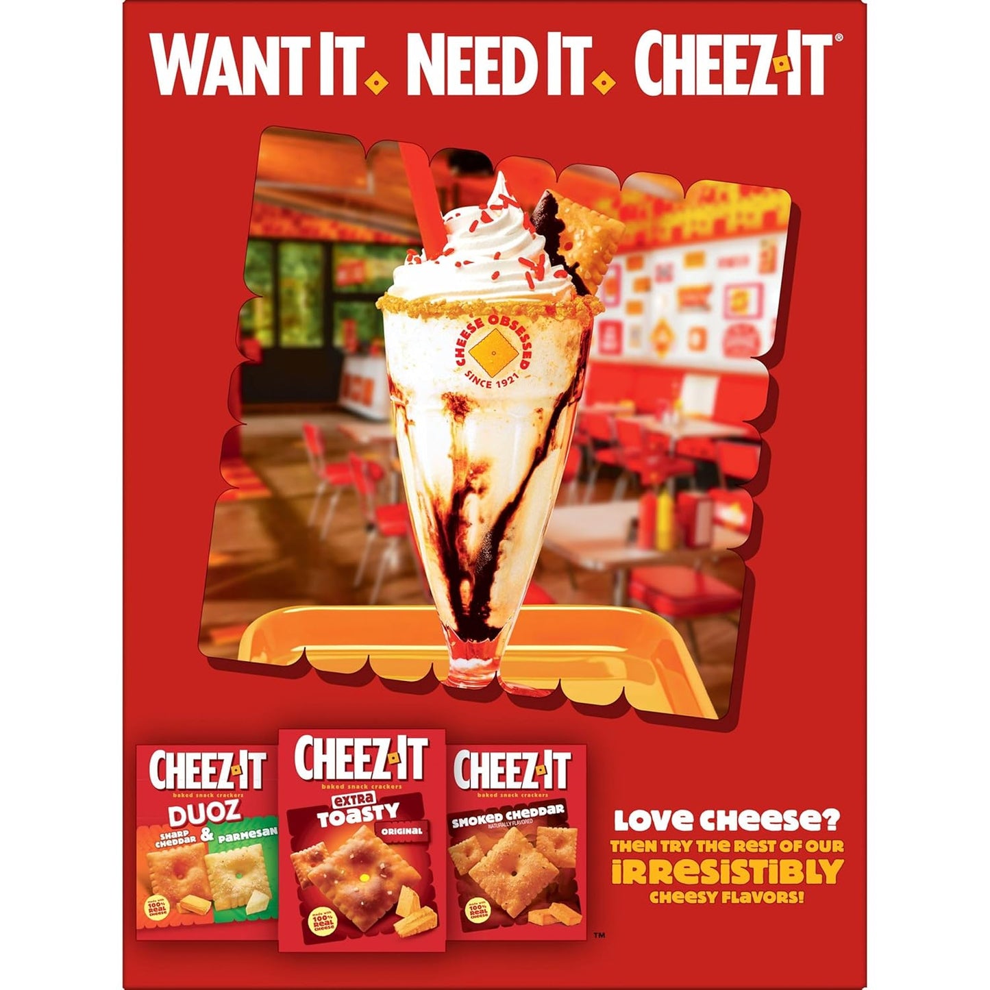 four flavor variants available: original, extra toasty, extra cheesy, and hot and spicy