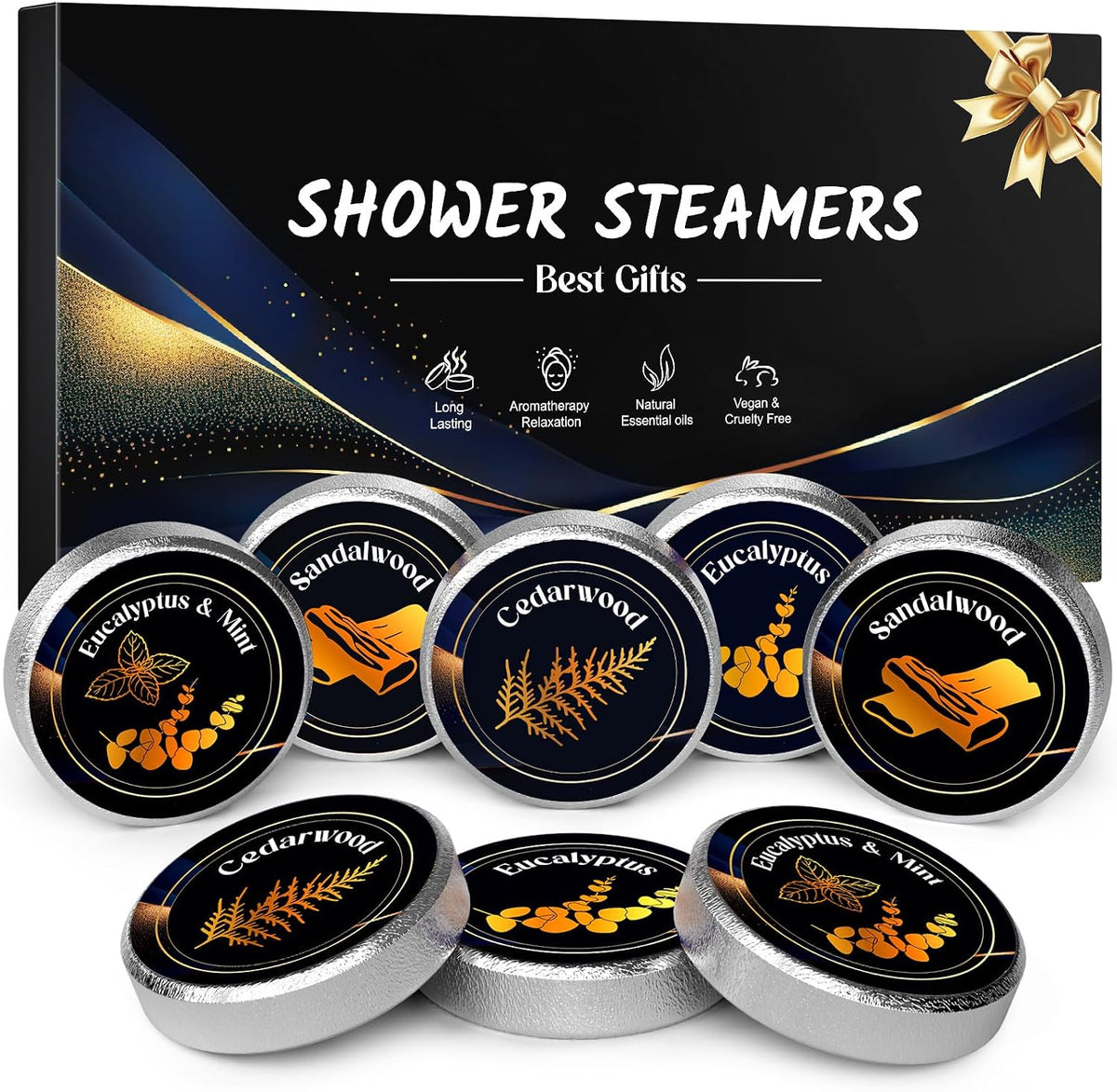four fragrance varieties spanning cedarwood, sandalwood, eucalyptus, and mint-peppermint