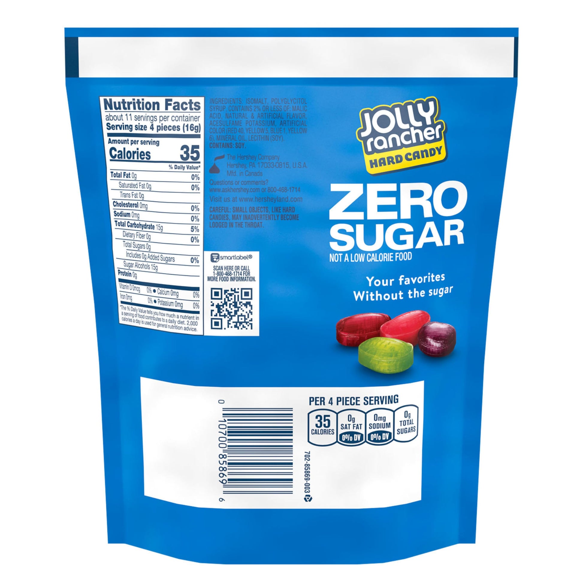 four fruit flavors: watermelon, grape, apple, raspberry