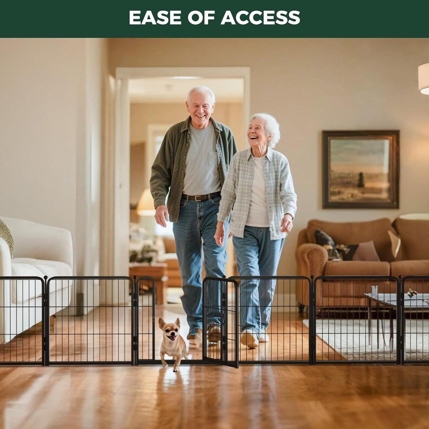 four height options (24", 32", 40", 45") to match different dog sizes and jumping ability