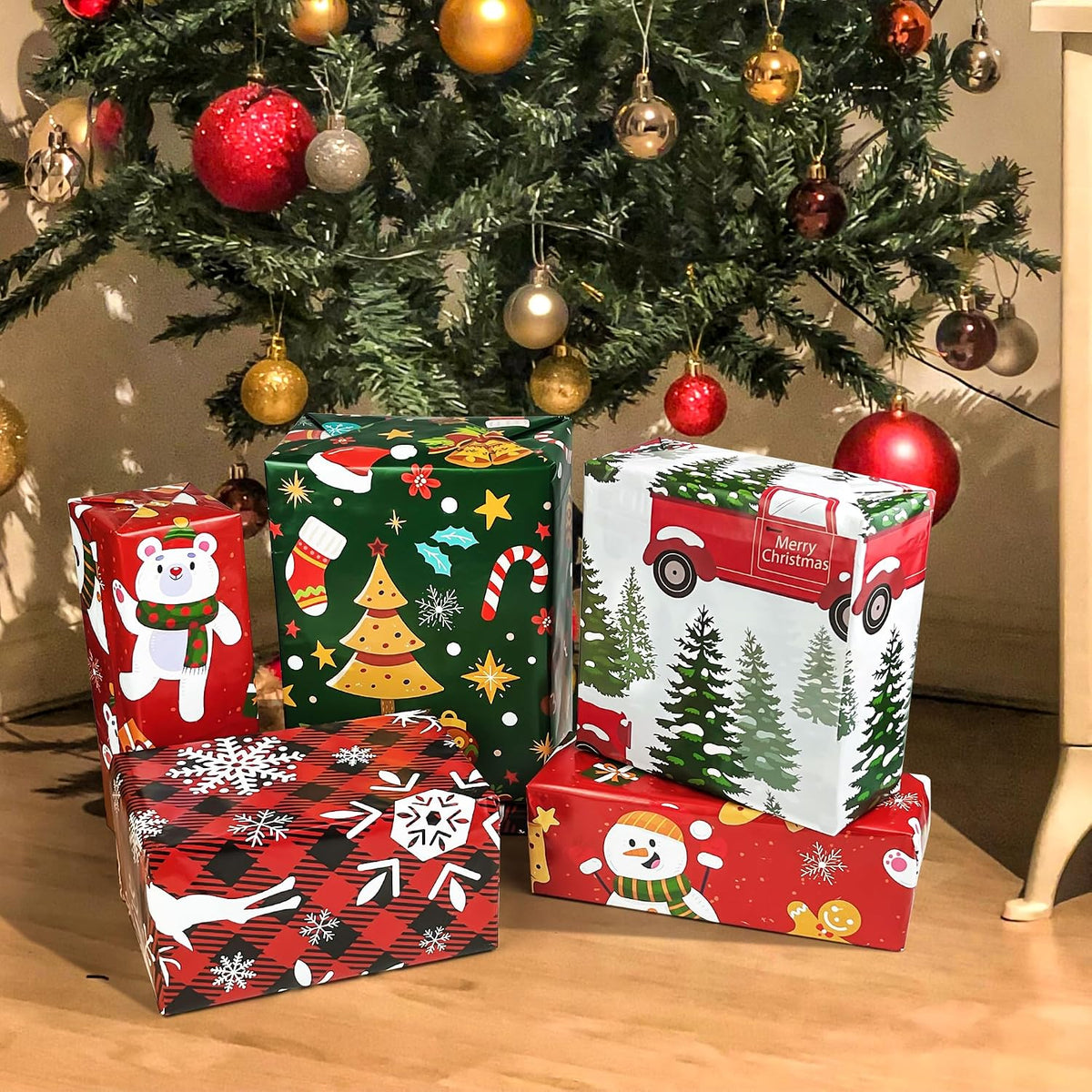 OHOME Christmas Wrapping Paper - Large Pre-Folded Sheets for Valentine's Day, Birthday, and Holiday Gifting