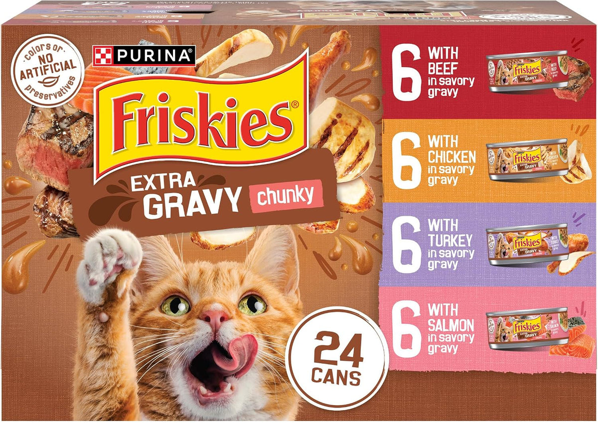 four-recipe variety pack (with chicken, with turkey, with salmon, with beef) included in every case