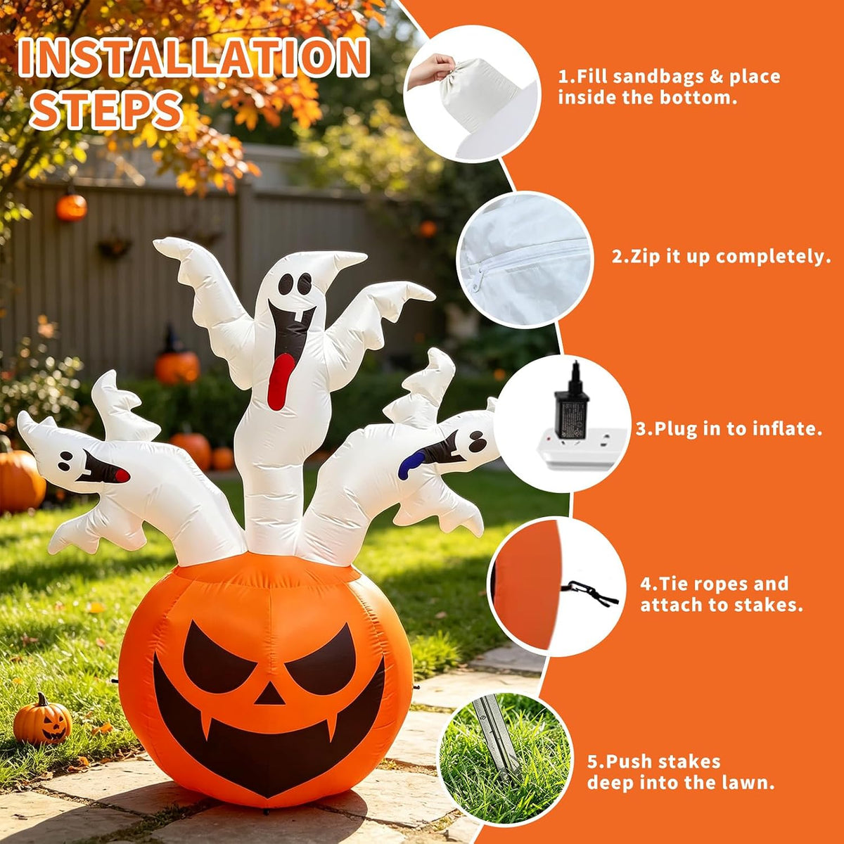 four size and color variants: 6ft orange/white, 6ft black/orange, 12ft white, 12ft multicolor