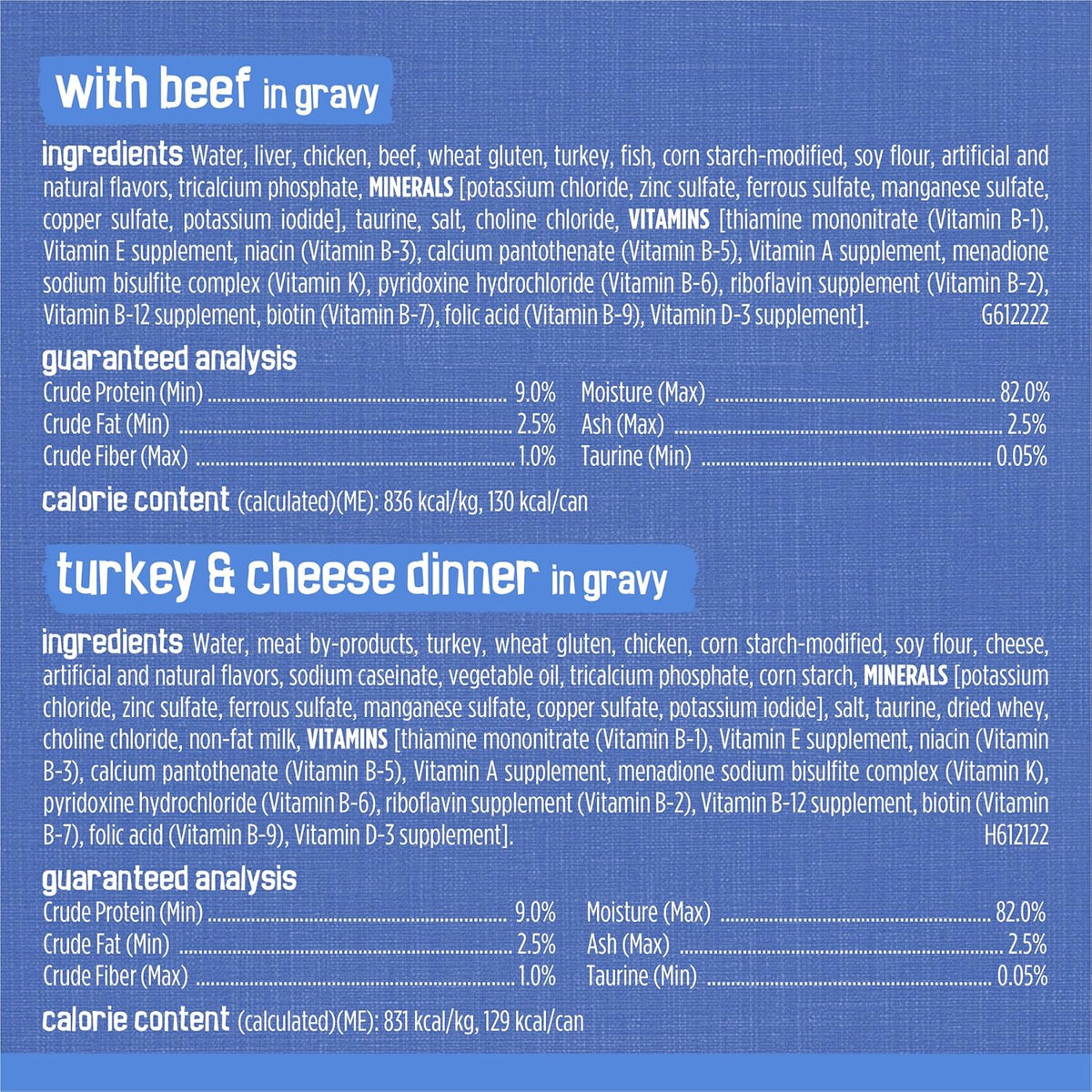 free from artificial colors and artificial preservatives across all four recipes