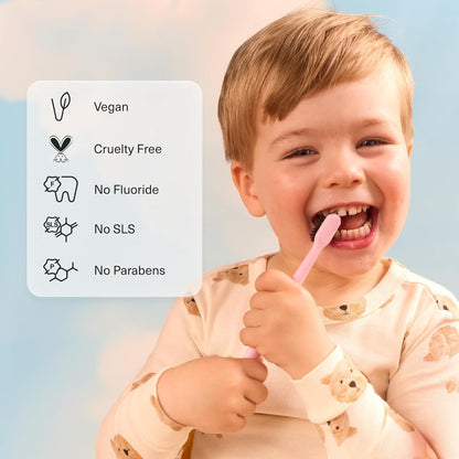free-from formulation: no fluoride, sulfates, parabens, artificial flavors, or artificial colors