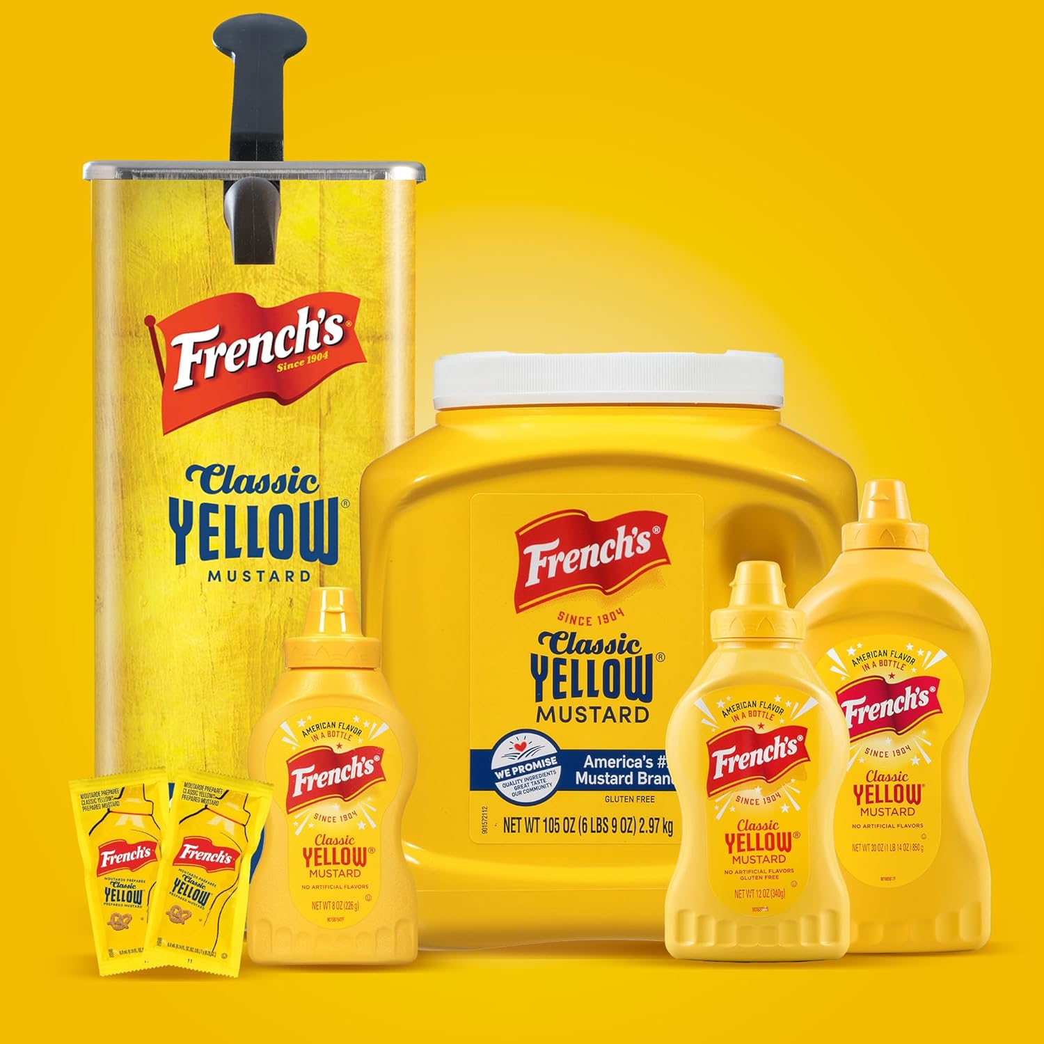 French's Classic Yellow Mustard, 105 oz – Bulk Back-of-House Condiment for Busy Restaurant Sandwich and Burger Stations
