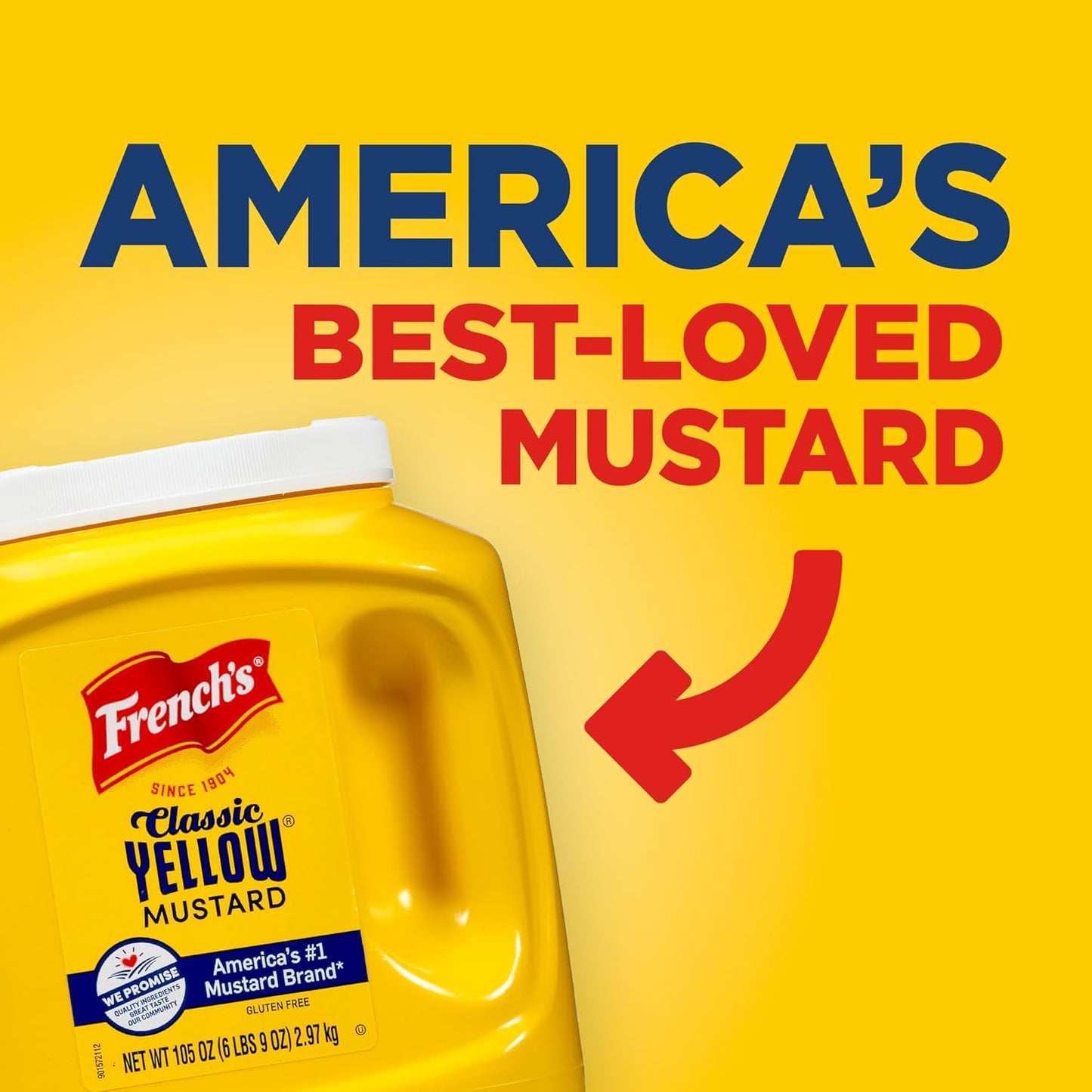 French's Classic Yellow Mustard, 105 oz – Bulk Back-of-House Condiment for Busy Restaurant Sandwich and Burger Stations