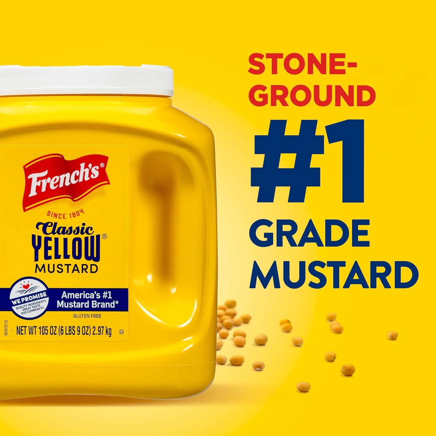 French's Classic Yellow Mustard, 105 oz – Bulk Back-of-House Condiment for Busy Restaurant Sandwich and Burger Stations
