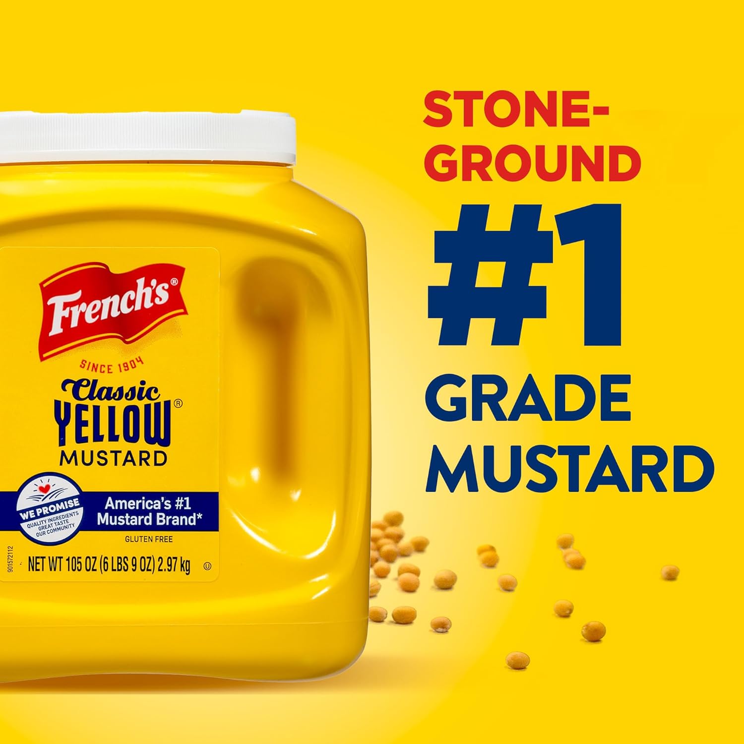 French's Classic Yellow Mustard, 105 oz – Bulk Back-of-House Condiment for Busy Restaurant Sandwich and Burger Stations