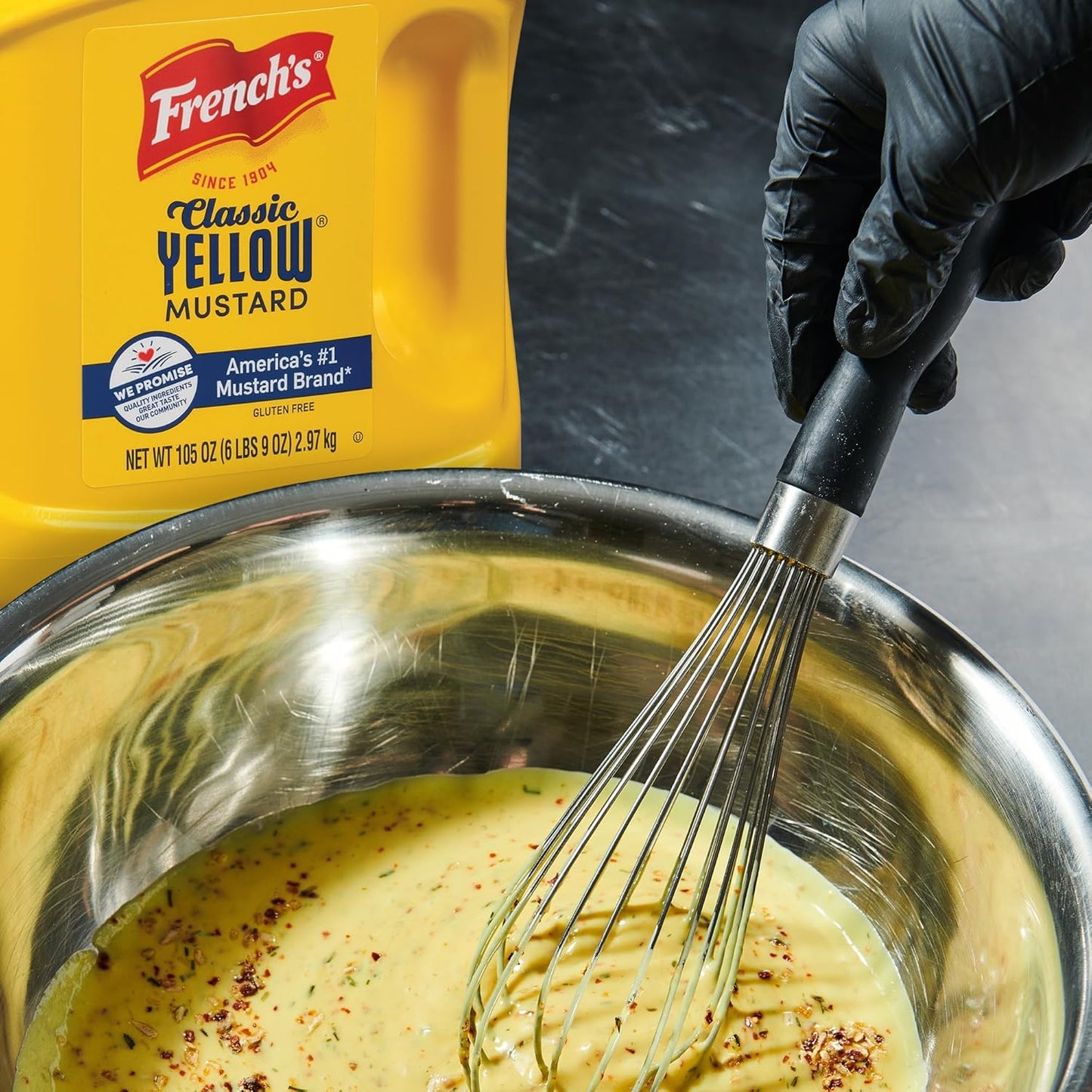 French's Classic Yellow Mustard, 105 oz – Bulk Back-of-House Condiment for Busy Restaurant Sandwich and Burger Stations