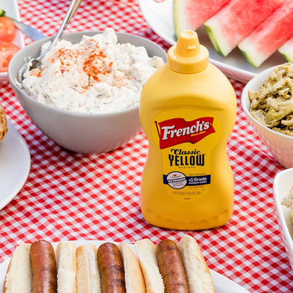 French's Classic Yellow Mustard, 30 oz Squeeze Bottle – Bulk Condiment for Commercial Kitchen Prep Line, Gluten-Free