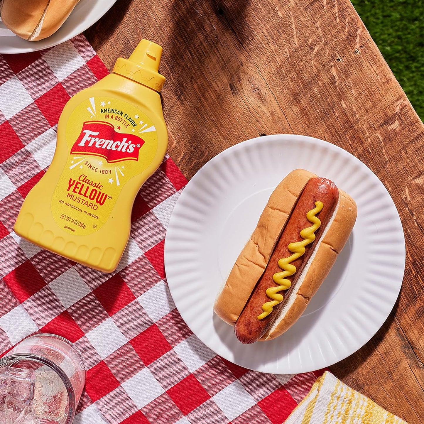 French's Easy-Squeeze Yellow Mustard – Toddler-Safe & Parent-Approved Condiment for Hot Dogs & Pretzels, 14 oz