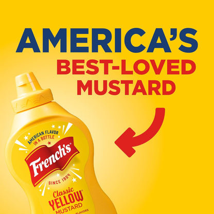 French's Easy-Squeeze Yellow Mustard – Toddler-Safe & Parent-Approved Condiment for Hot Dogs & Pretzels, 14 oz