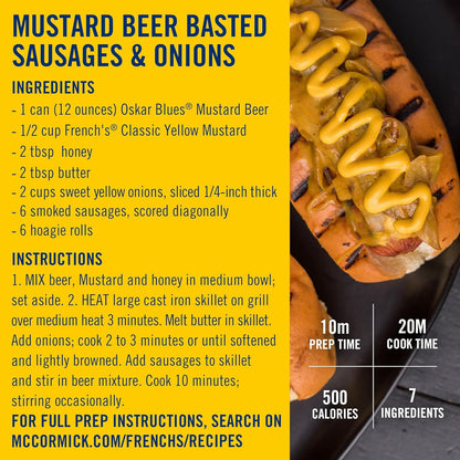 French's Easy-Squeeze Yellow Mustard – Toddler-Safe & Parent-Approved Condiment for Hot Dogs & Pretzels, 14 oz