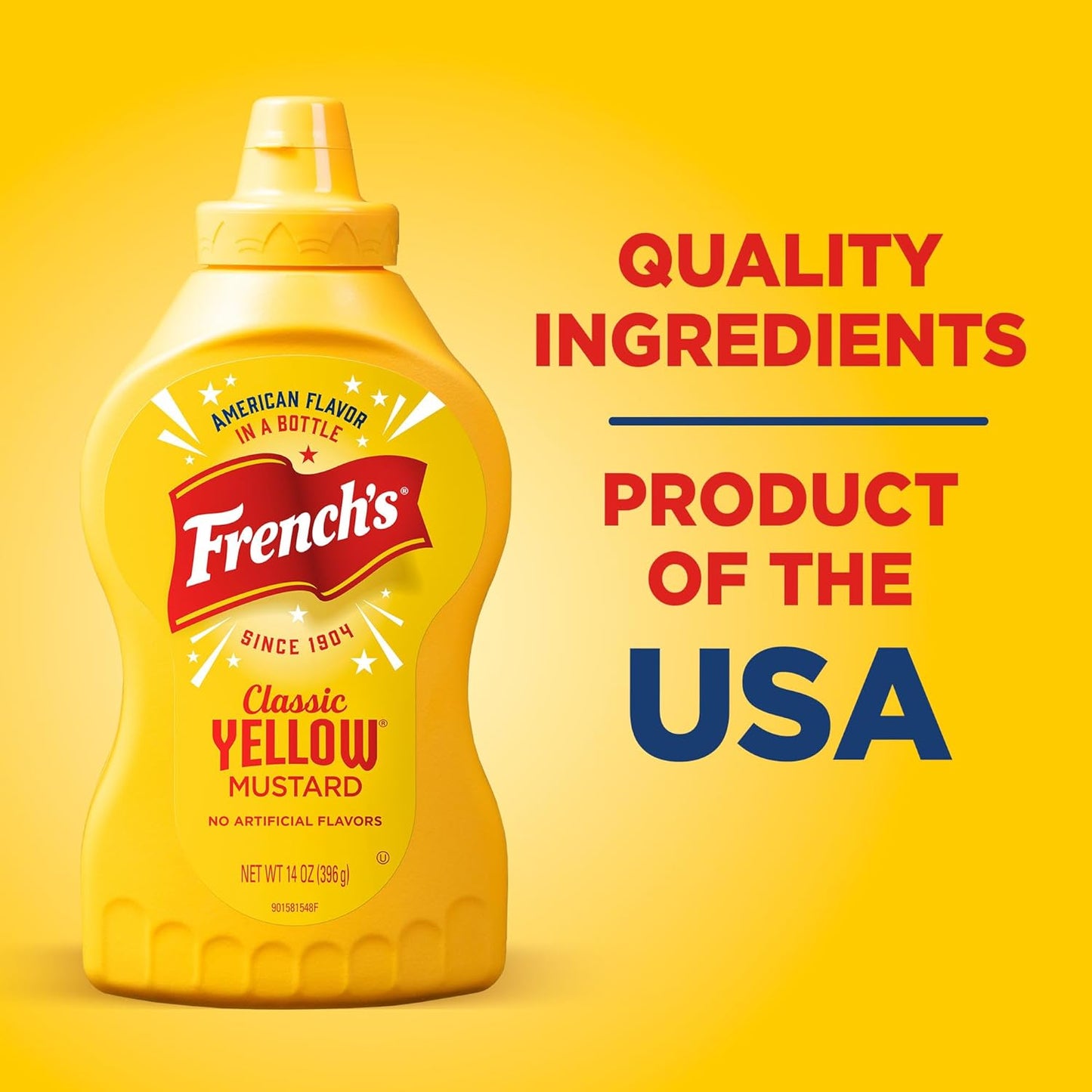 French's Easy-Squeeze Yellow Mustard – Toddler-Safe & Parent-Approved Condiment for Hot Dogs & Pretzels, 14 oz