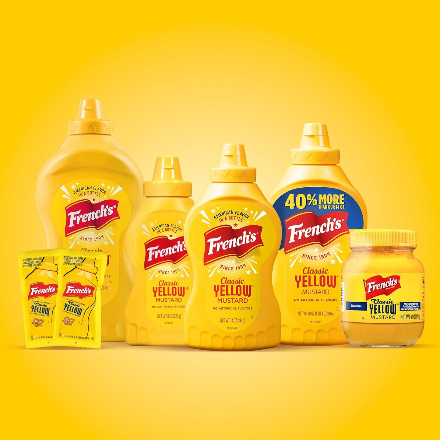 French's Easy-Squeeze Yellow Mustard – Toddler-Safe & Parent-Approved Condiment for Hot Dogs & Pretzels, 14 oz