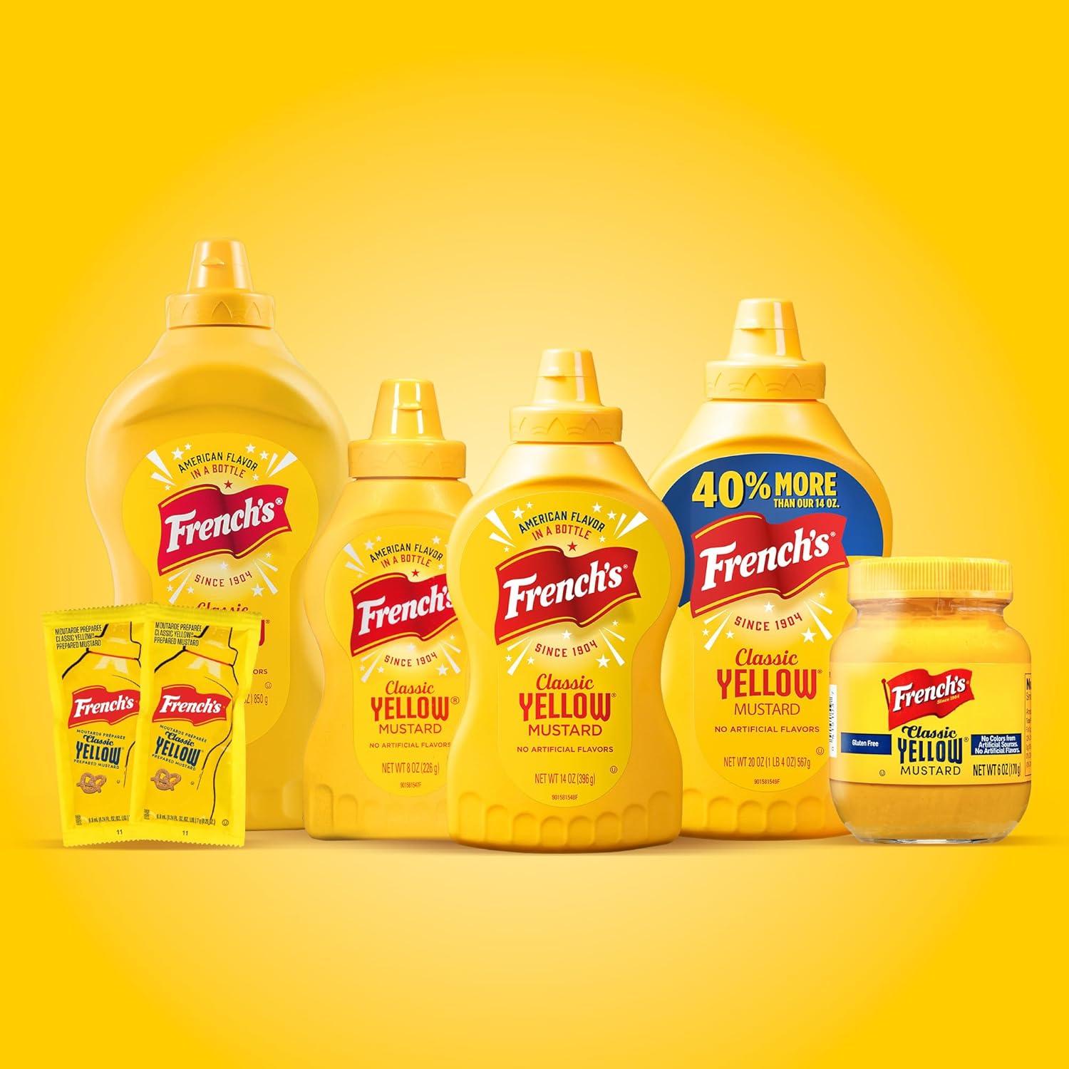 French's Easy-Squeeze Yellow Mustard – Toddler-Safe & Parent-Approved Condiment for Hot Dogs & Pretzels, 14 oz