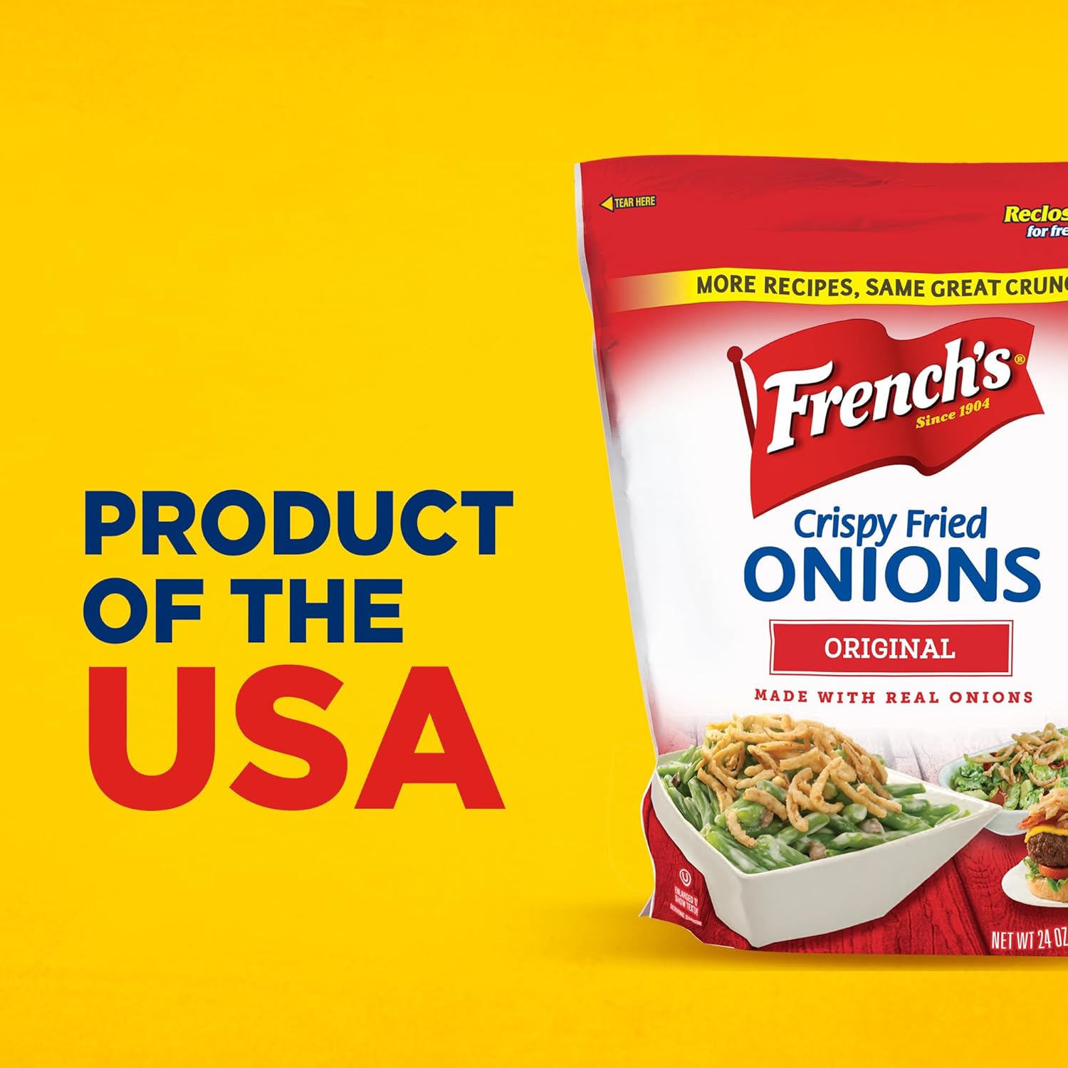 French's Original Crispy Fried Onions 24 oz – Clean-Label Topping for Better-for-You Home Cooking