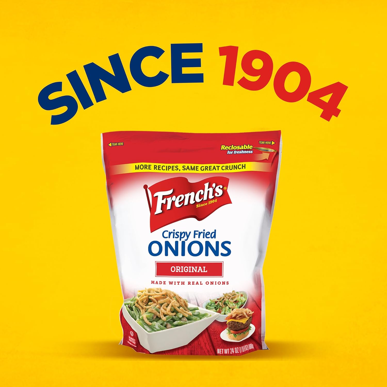 French's Original Crispy Fried Onions 24 oz – Clean-Label Topping for Better-for-You Home Cooking