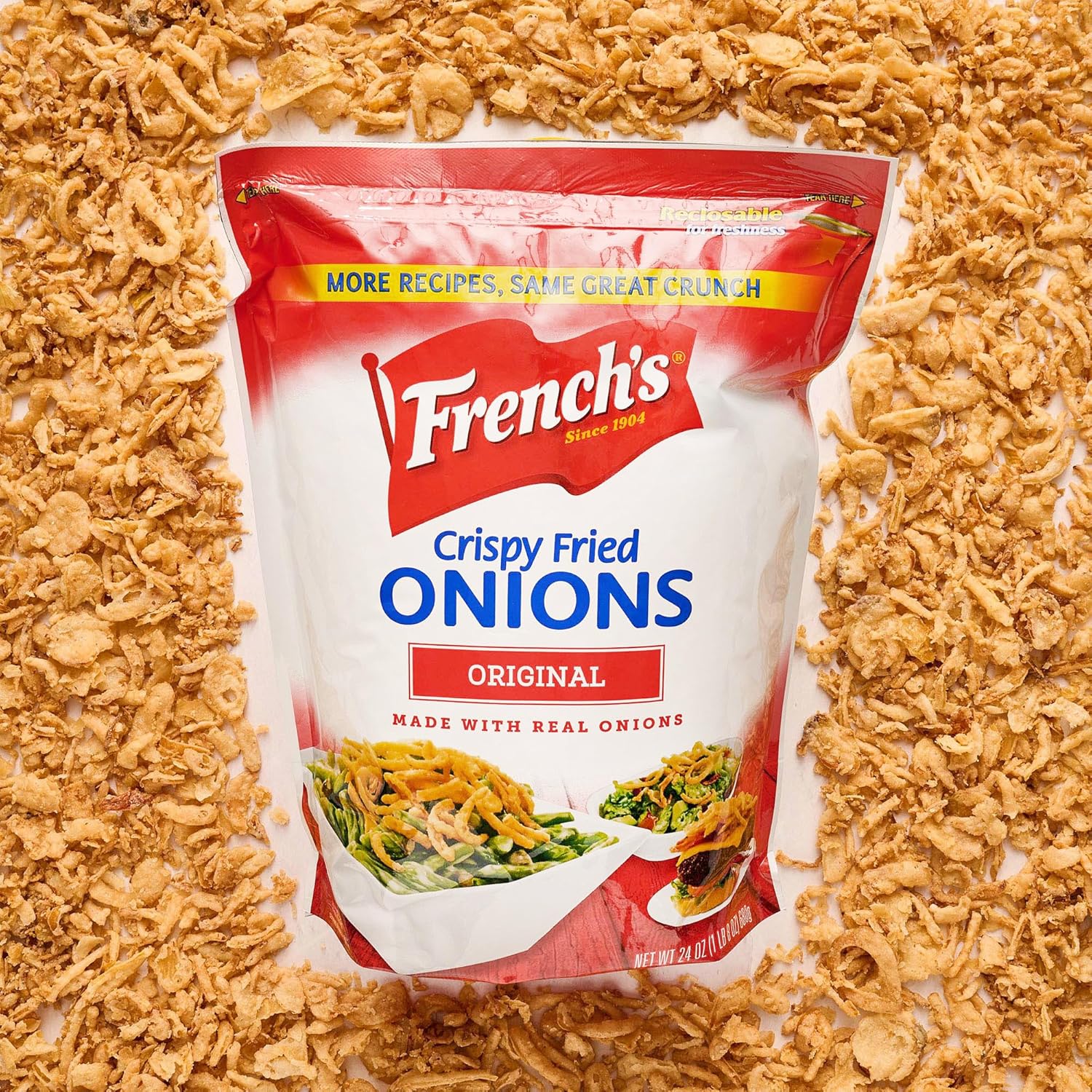 French's Original Crispy Fried Onions 24 oz – Clean-Label Topping for Better-for-You Home Cooking