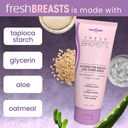 Fresh BREASTS Anti Chafe Barrier for Sensitive Skin - Clean Beauty Nightly Body Care Routine Staple, Aluminum and Talc Free Deodorant for Women