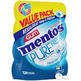Mentos Pure Fresh Sugar-Free Chewing Gum with Xylitol, Fresh Mint, 120 Piece Bulk Resealable Bag for Diabetic-Friendly Fresh Breath Care
