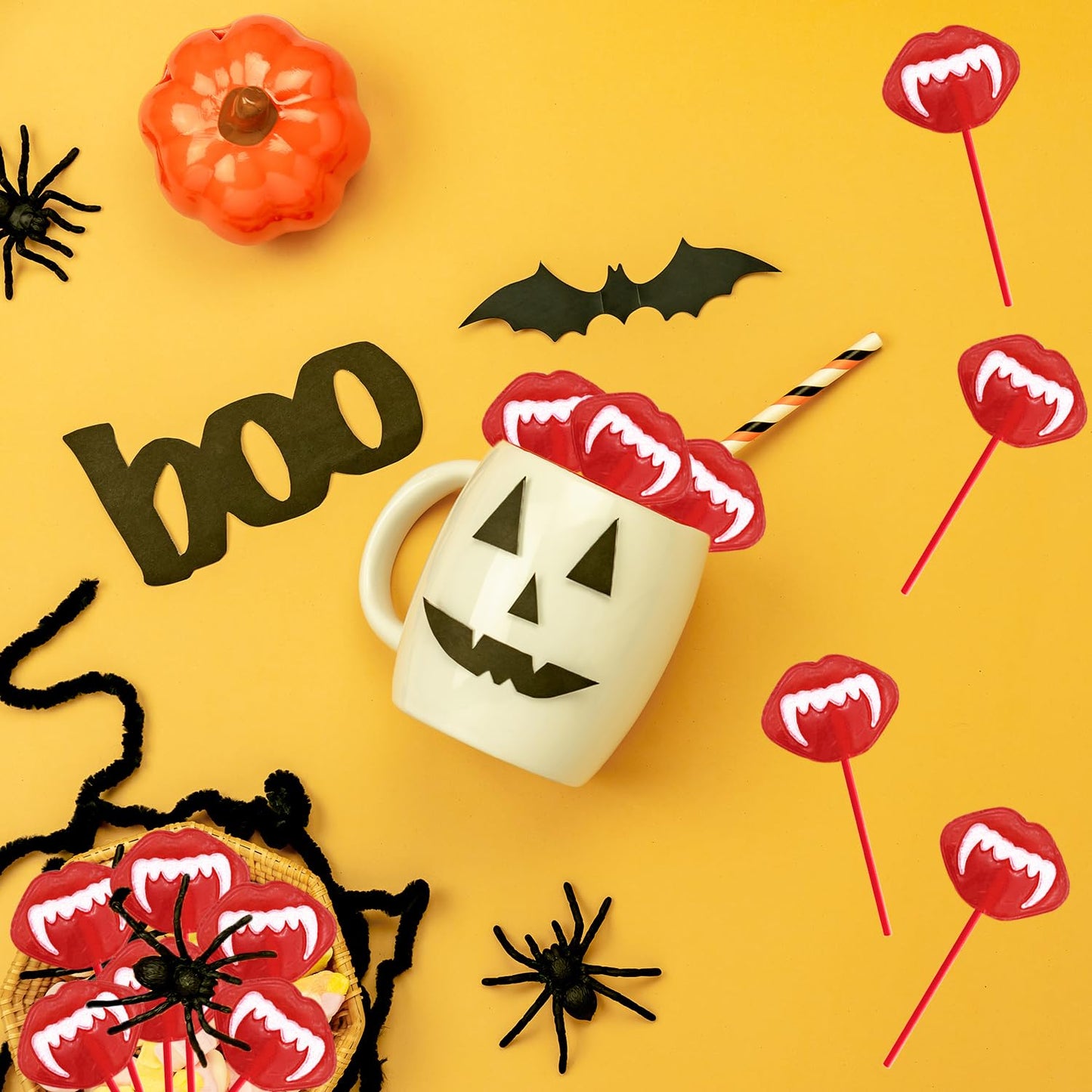 Fruidles Halloween Vampires Fangs Tattoo Lollipops – Individually Wrapped Goody Bag Filler for Kids Classroom Parties