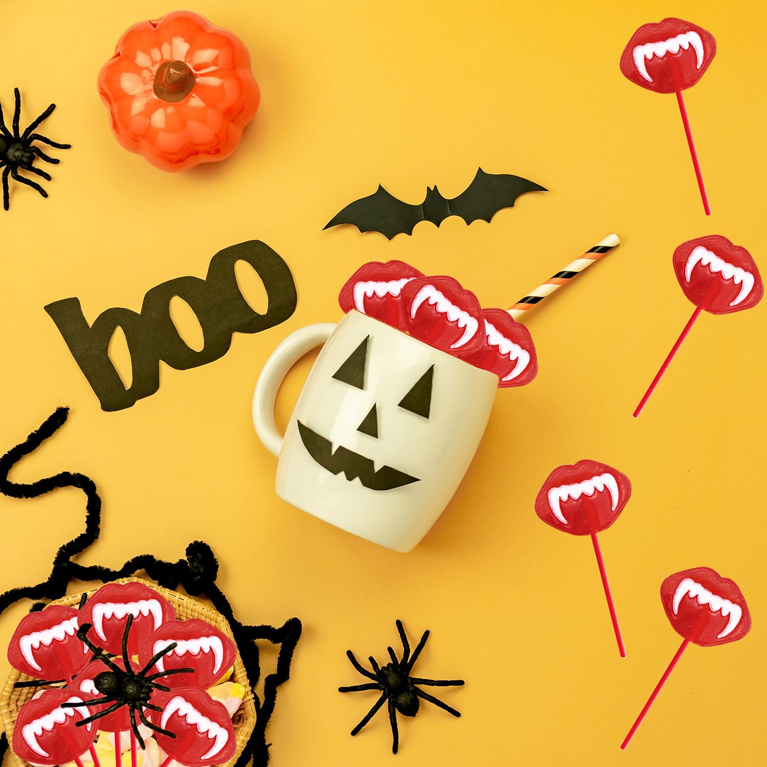Fruidles Halloween Vampires Fangs Tattoo Lollipops – Individually Wrapped Goody Bag Filler for Kids Classroom Parties