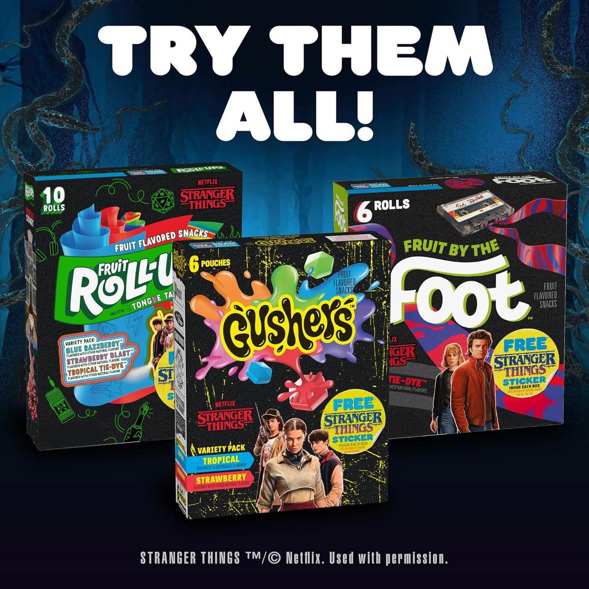 Fruit Roll-Ups Stranger Things Themed Camping and Park Snack, Portable Fruit Roll Variety for On-the-Go, 5 oz